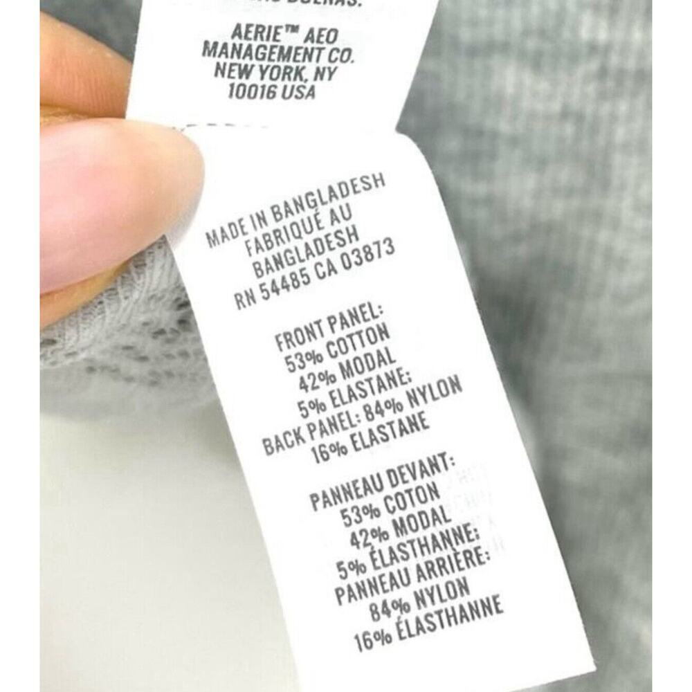 NEW Aerie Holiday Gray Best Lace Waffle Longline Bralette Cozy Soft Size M $39 - Picture 6 of 8